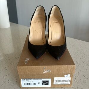 CHRISTIAN LOUBOUTIN black suede pigalle follies 100mm size 37